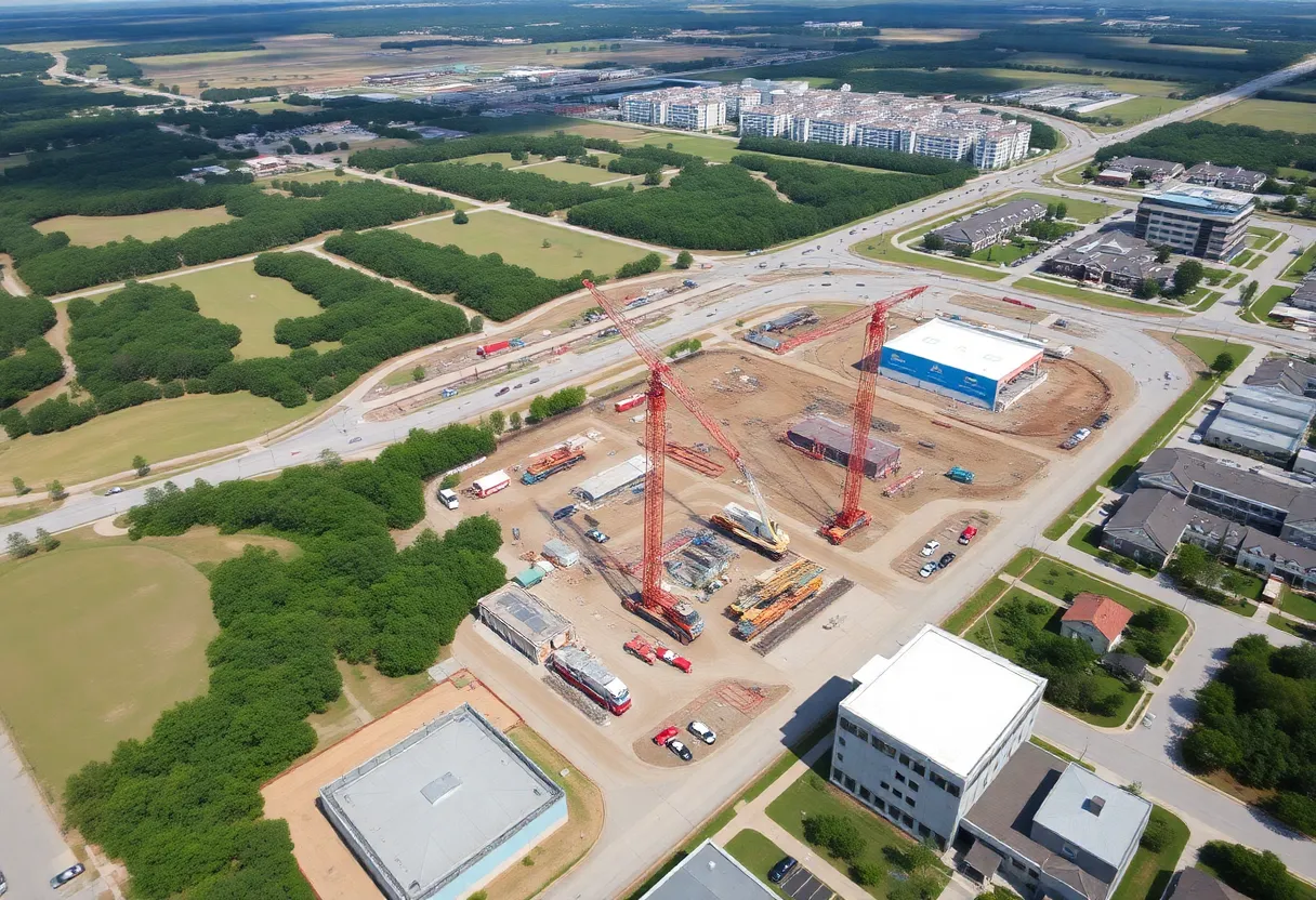 Aerial view of Magnolia Landing construction site in Charleston