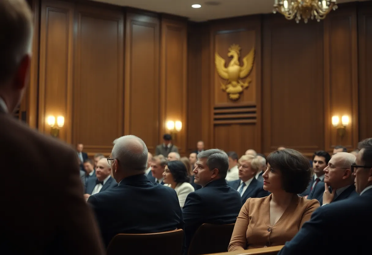 Dramatic courtroom scene during Menendez brothers case hearings.