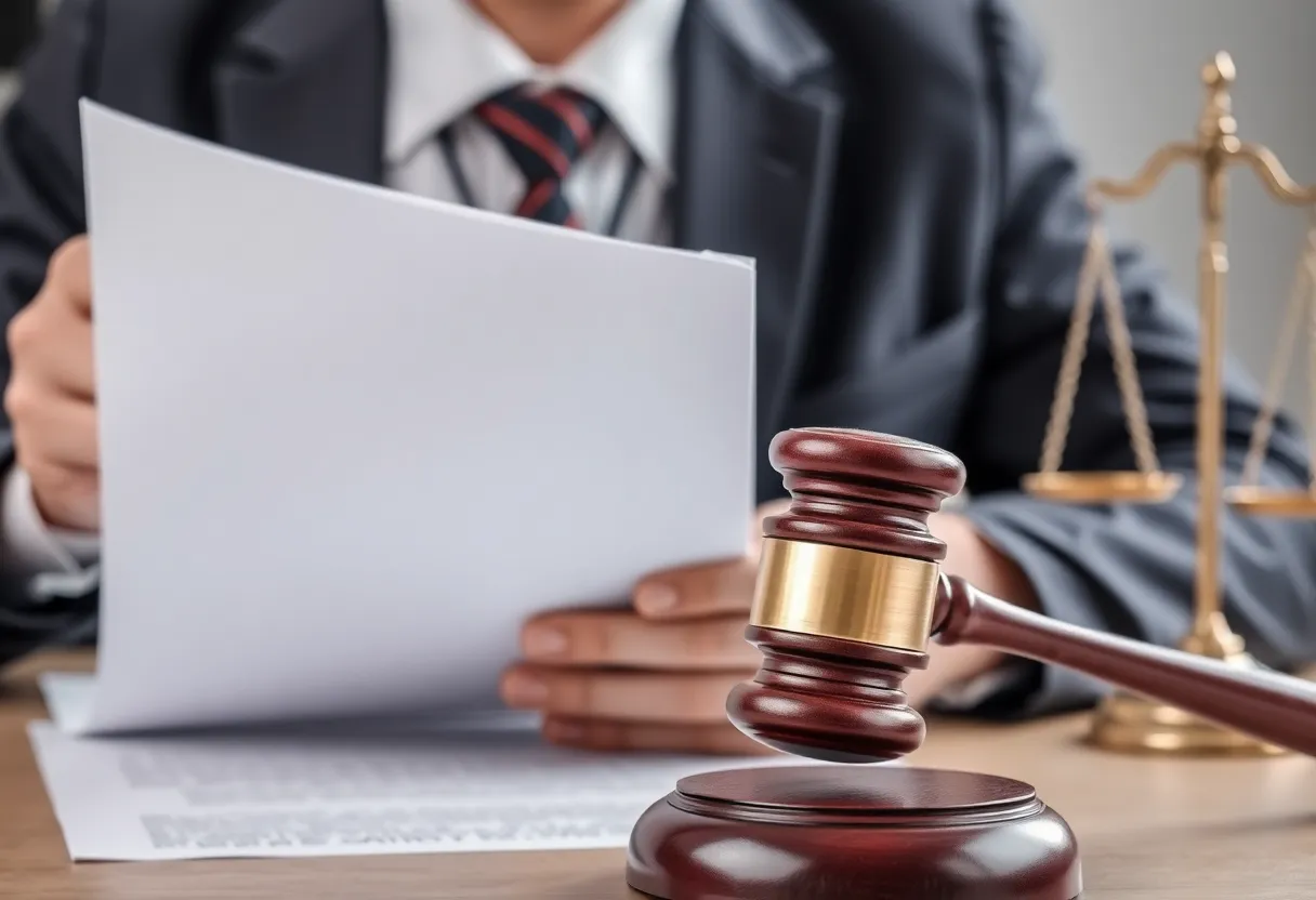 Lawyer examining asbestos litigation documents
