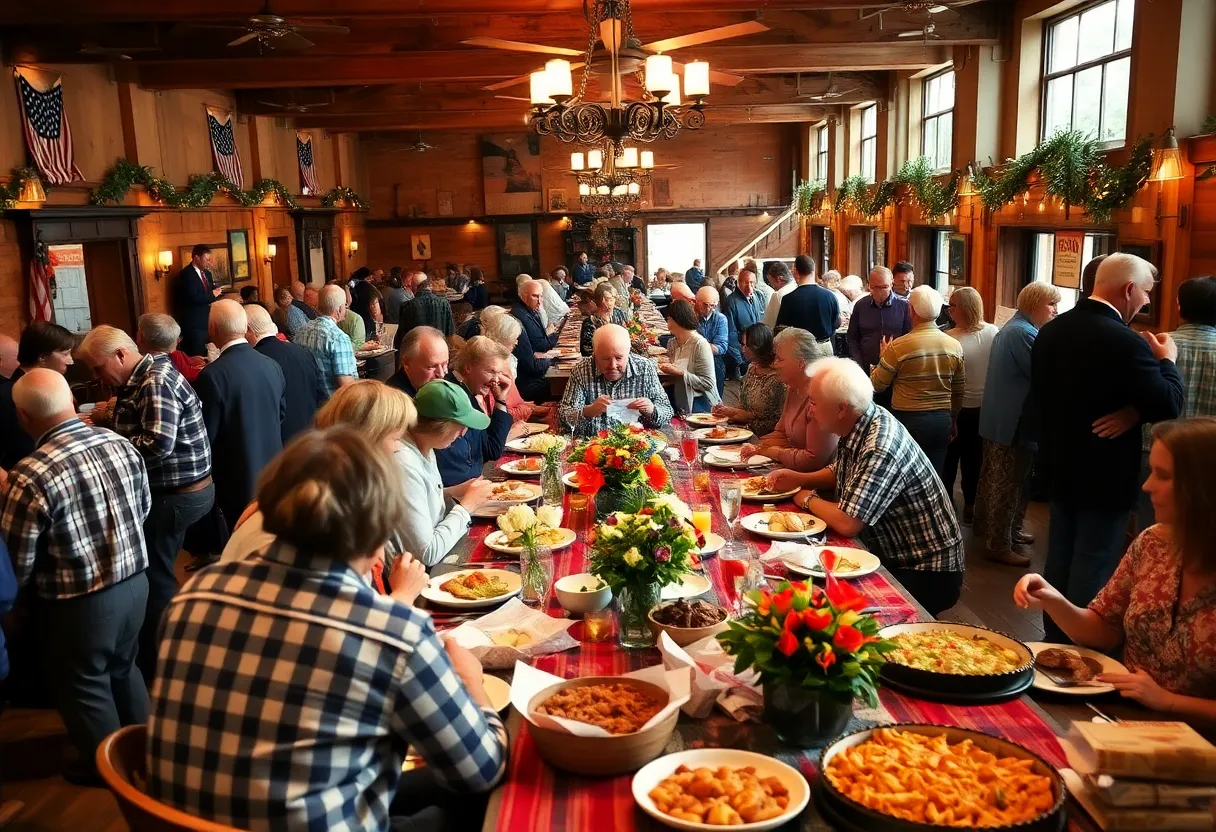 People gathering to celebrate the life of Nathalie Dupree with Southern cuisine.
