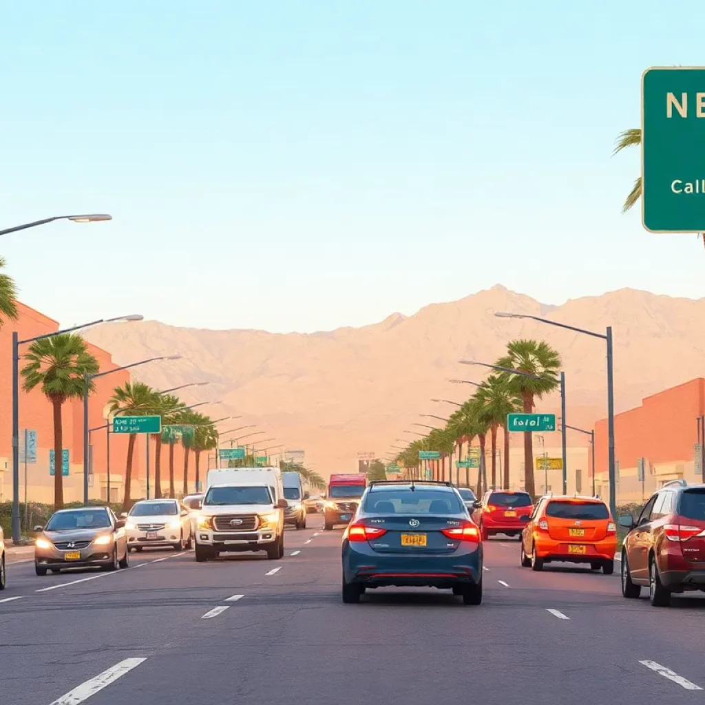 Busy Nevada road during evening rush hour