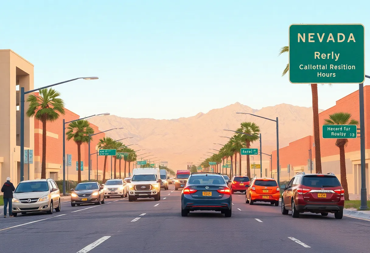 Busy Nevada road during evening rush hour
