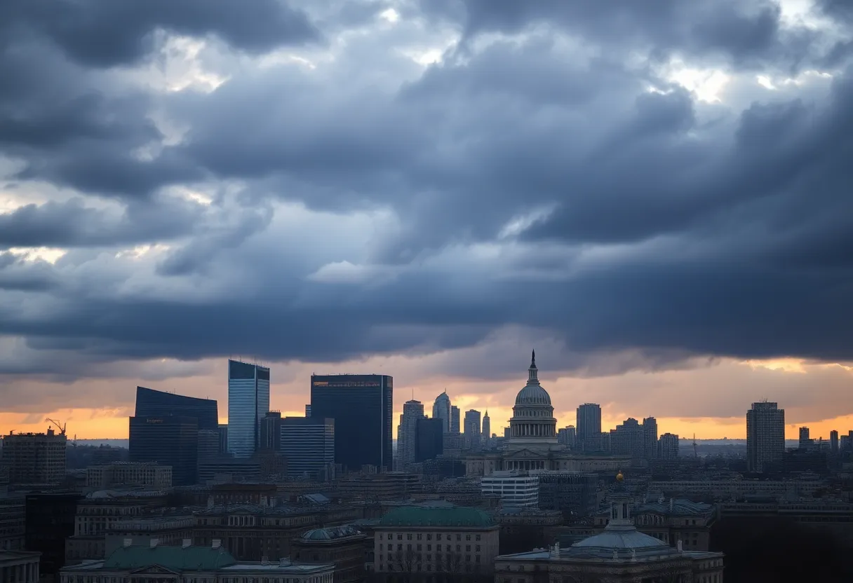 A view of New York City skyline representing political struggle.
