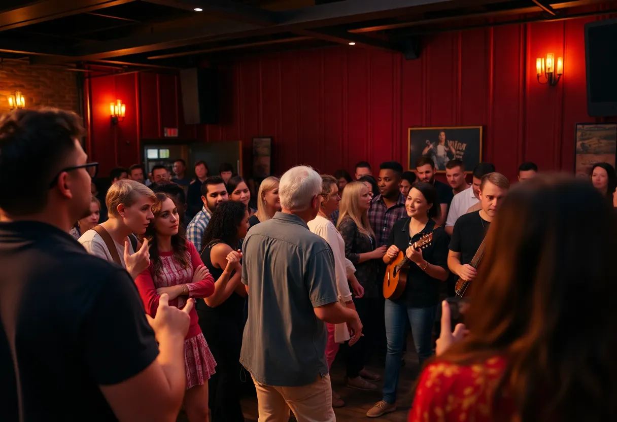 Audience at PechaKucha 47 enjoying local presentations at the Charleston Music Hall.
