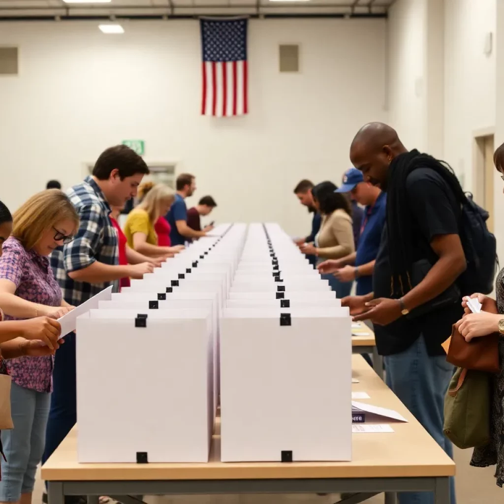 Voters participating in the special elections at a polling station in Charleston County