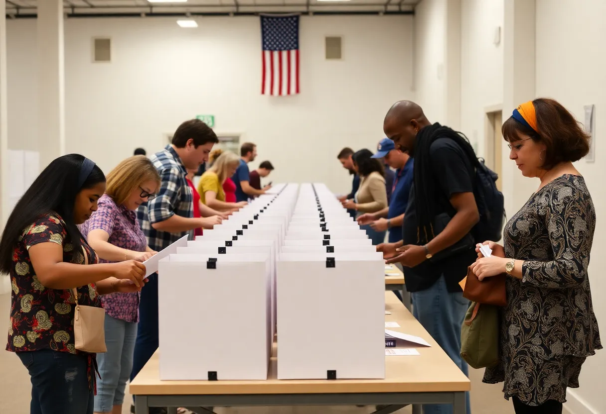 Voters participating in the special elections at a polling station in Charleston County