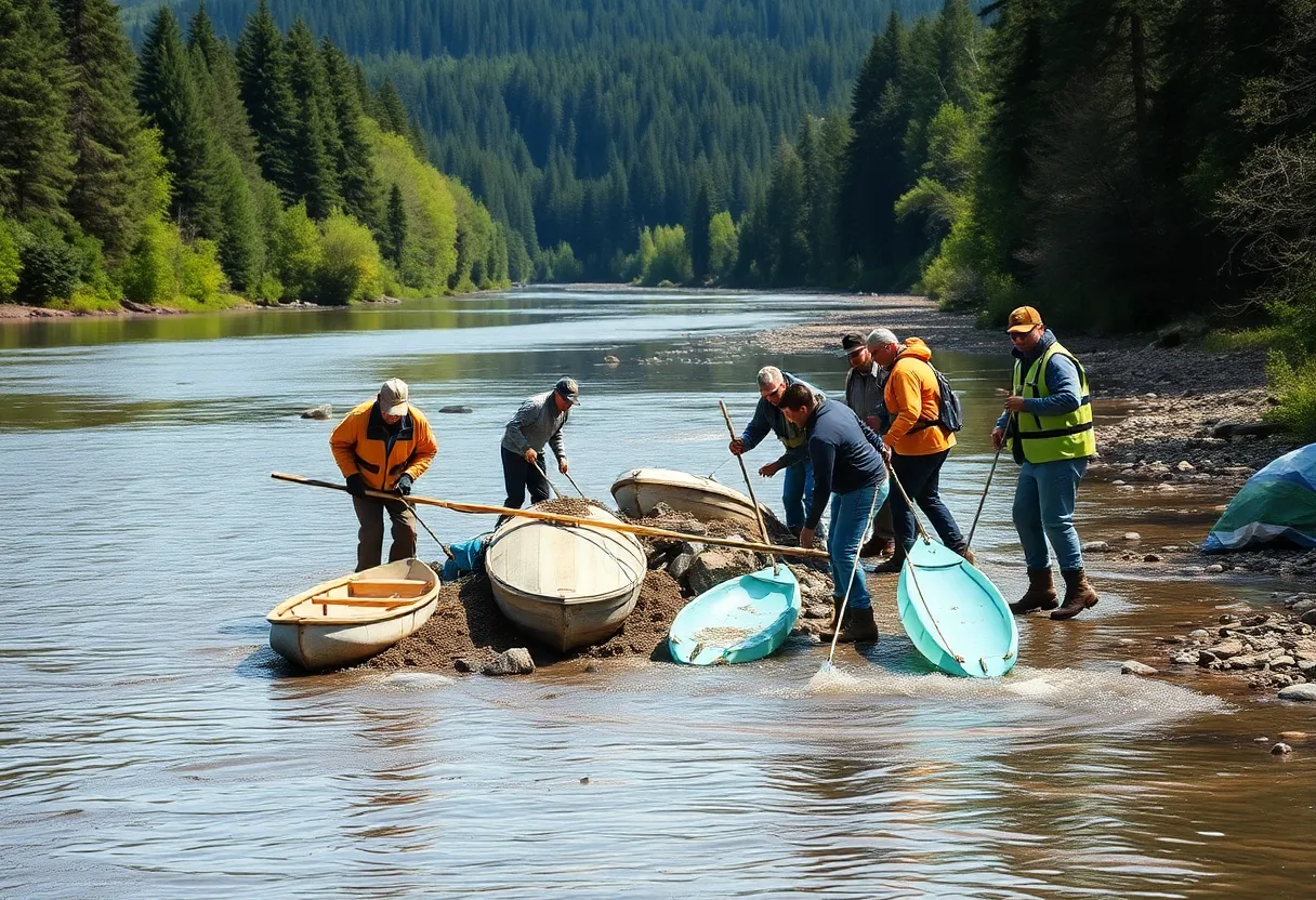 Volunteers participating in the cleanup of Stono River