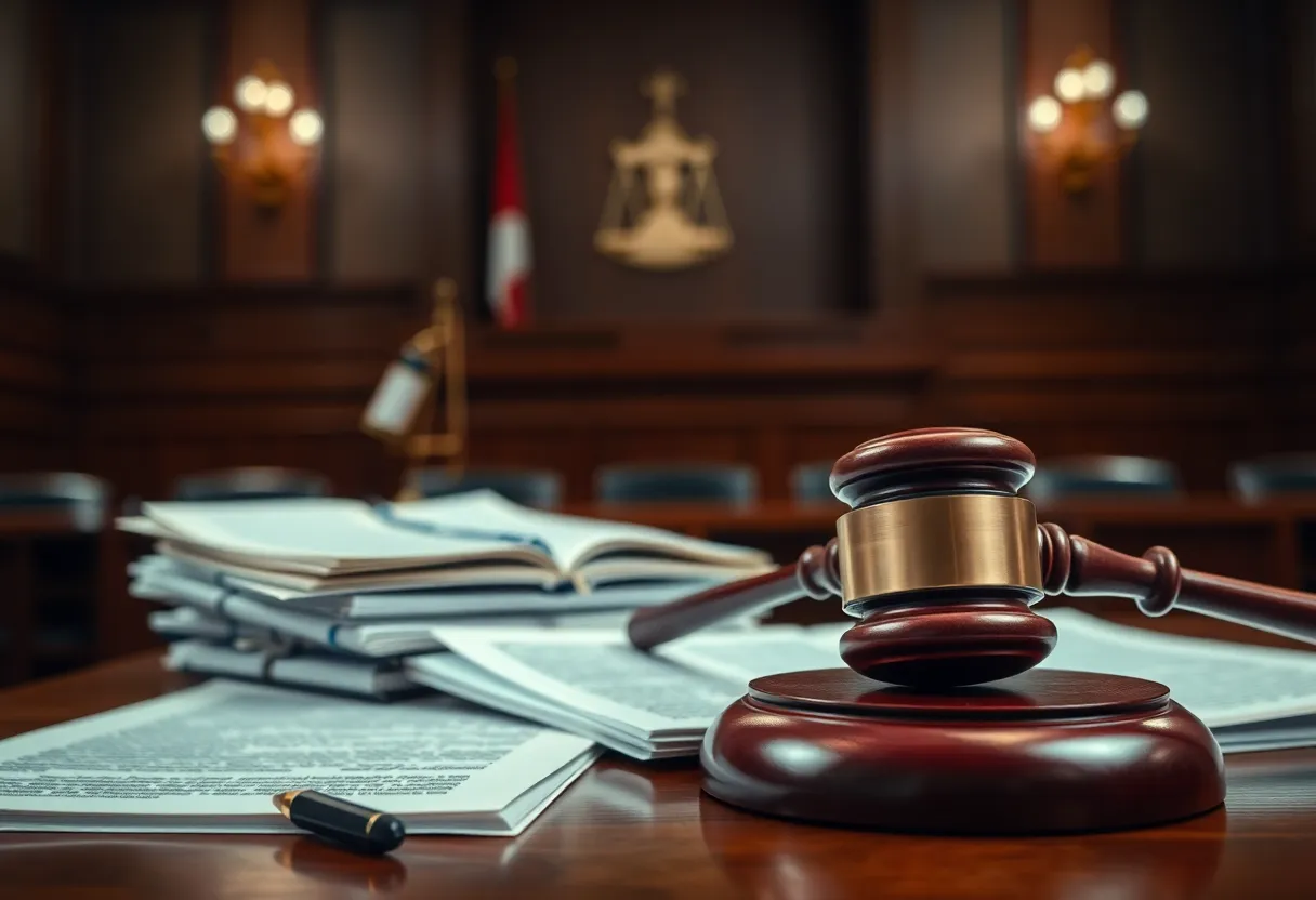 Courtroom illustrating legal issues and investigations