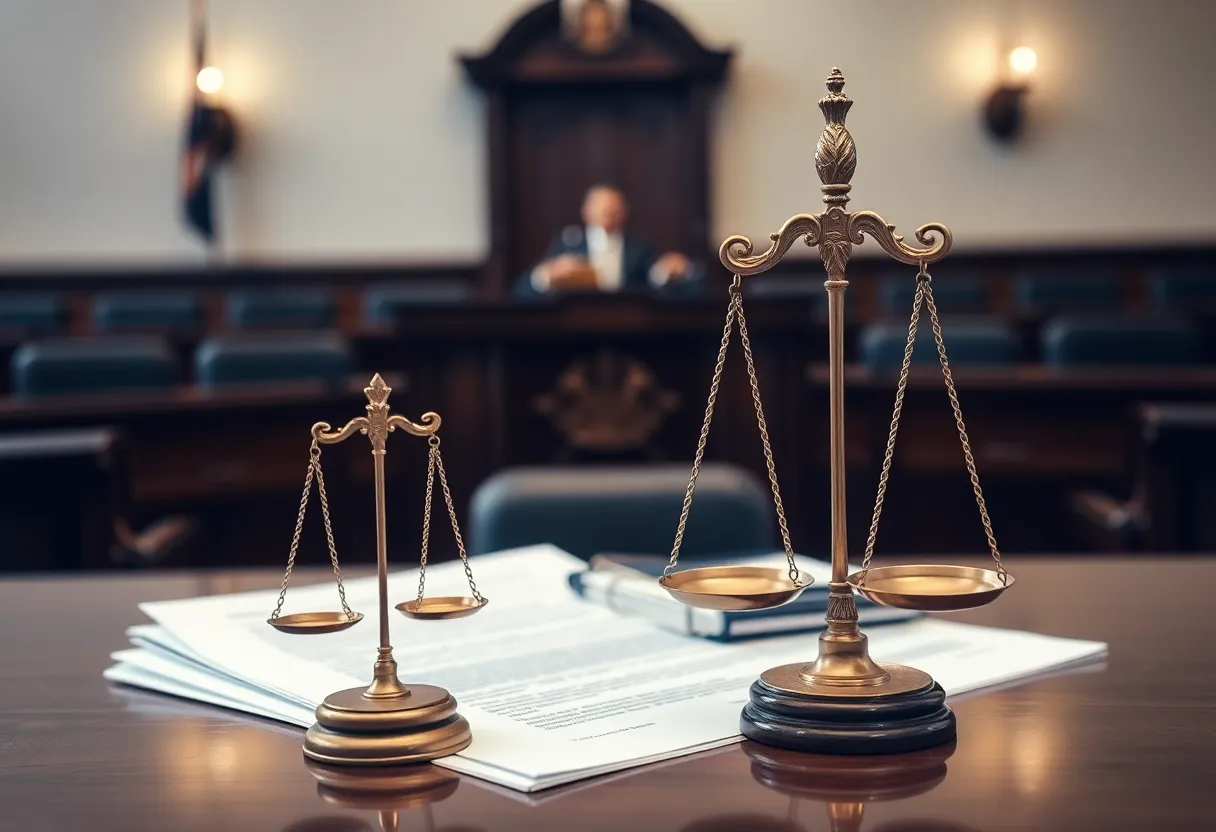 Legal documents and scales of justice representing corporate accountability.