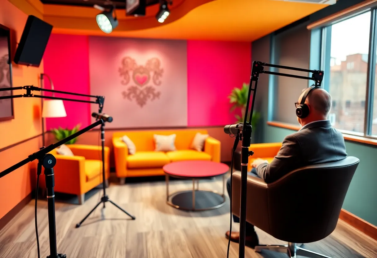 Podcast studio set up for legal discussions