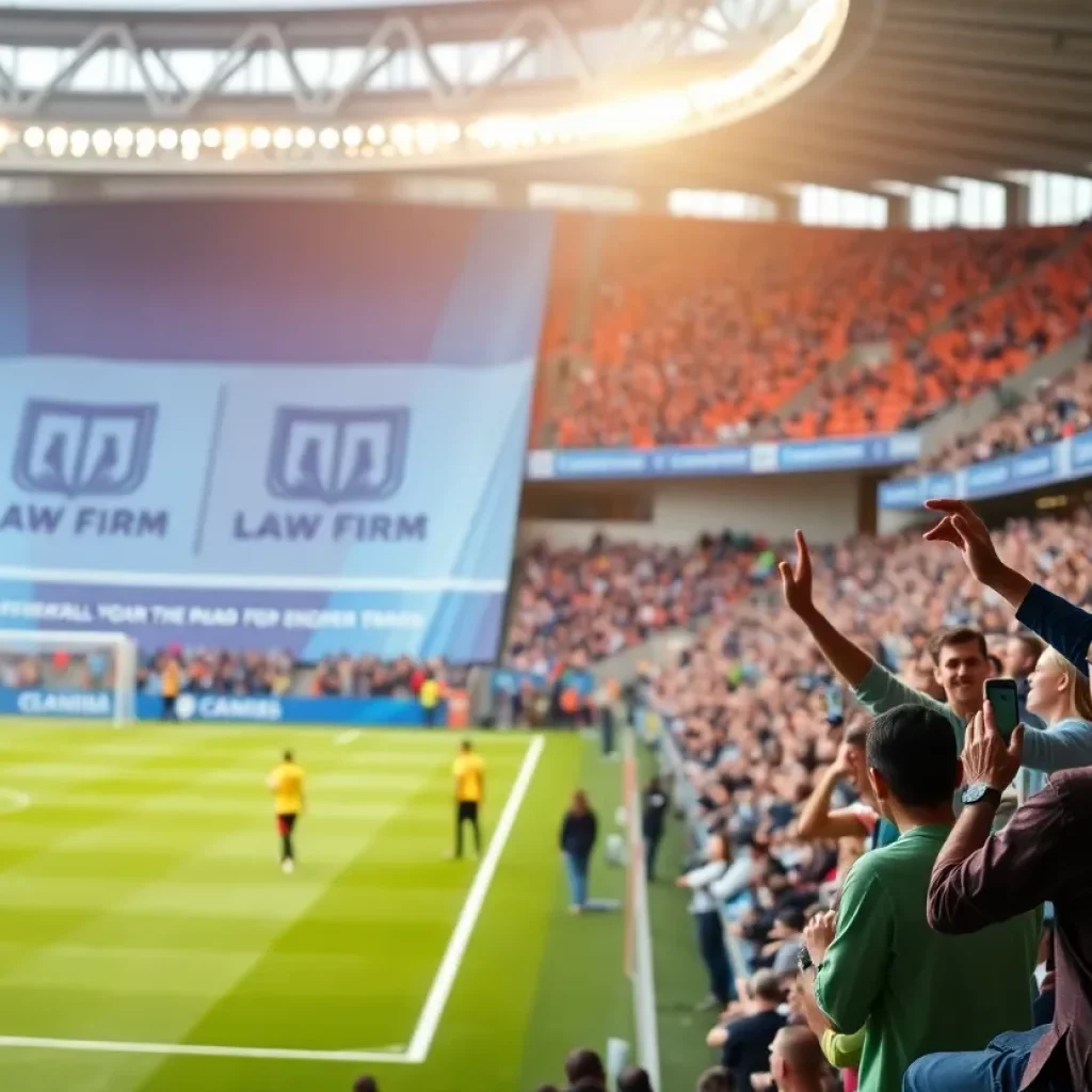 West Coast Trial Lawyers and LA Galaxy partnership banner at a soccer match