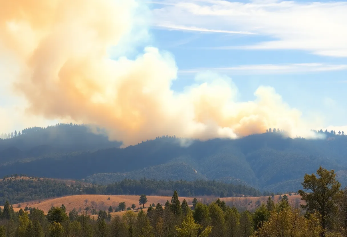 Landscape affected by wildfire smoke
