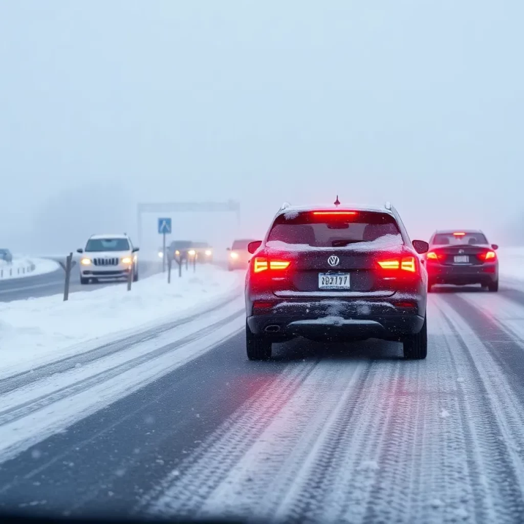 Snow-covered road representing hazardous driving conditions in Michigan