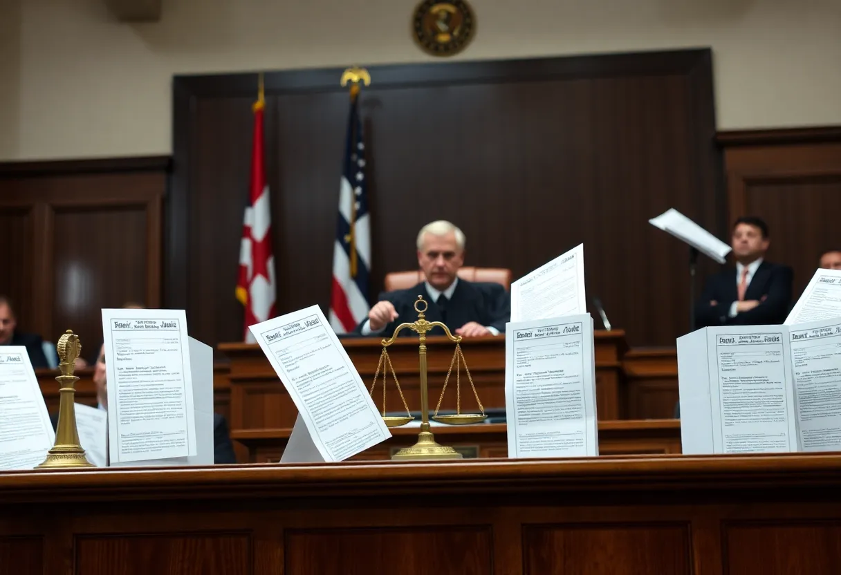 Courtroom scene depicting the significance of the Wisconsin Supreme Court election.