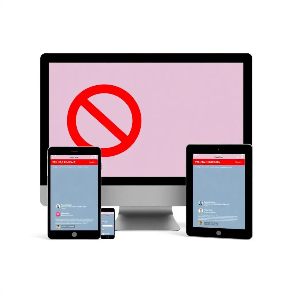 Digital devices with ad blockers displayed on screens