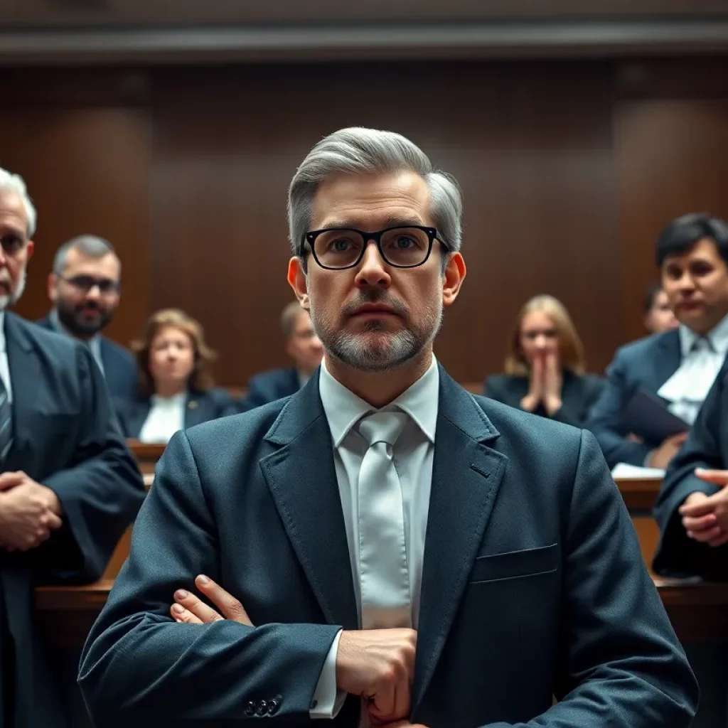 Digital avatar representing a lawyer in a courtroom