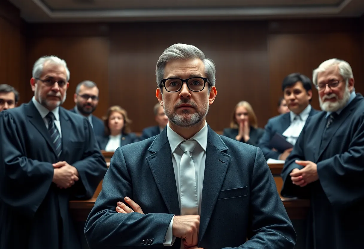 Digital avatar representing a lawyer in a courtroom