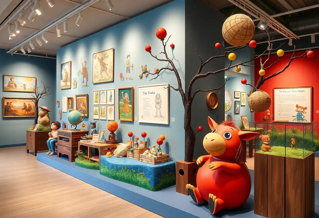 Exhibition display featuring Dr. Seuss's art