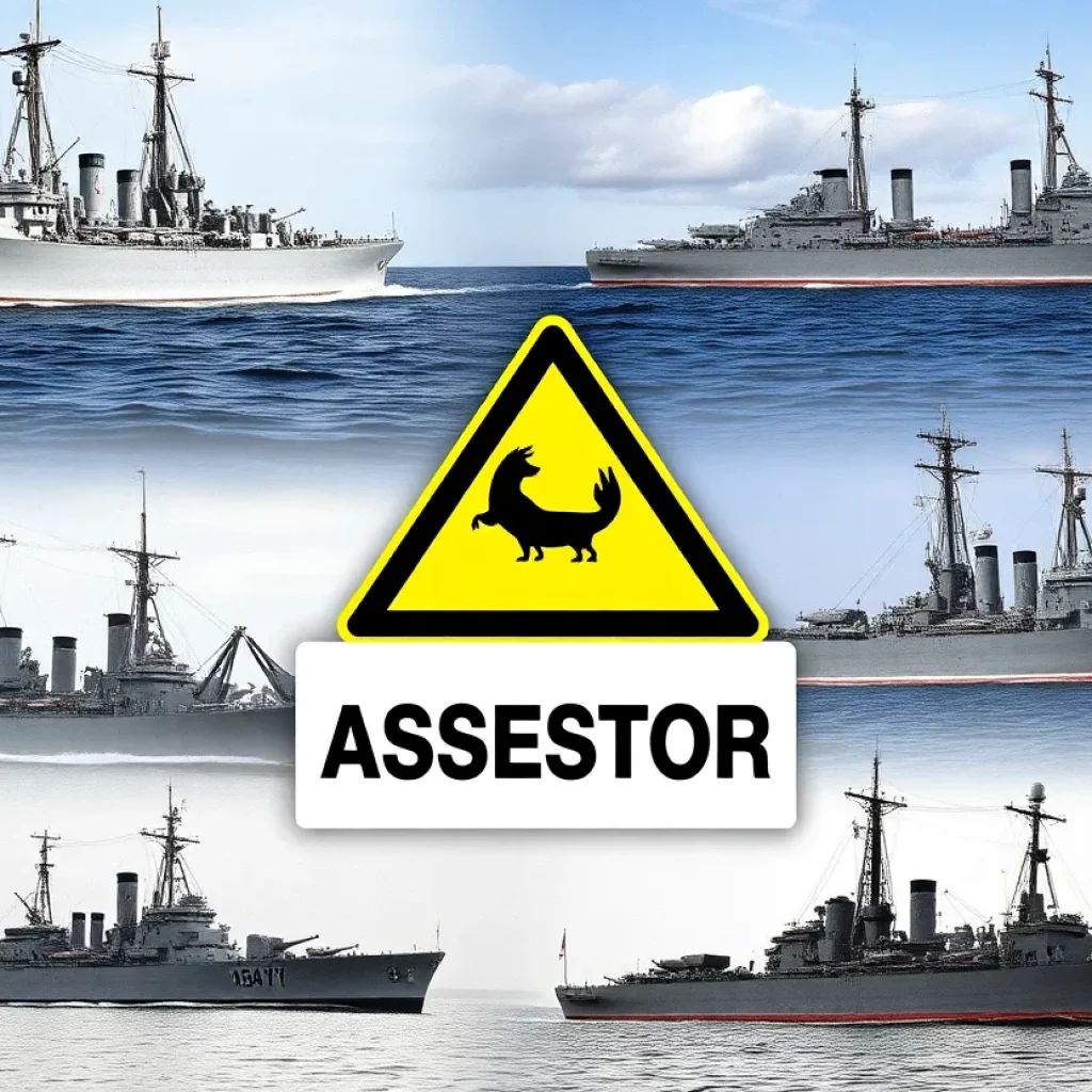 Historical U.S. Navy ships with asbestos warning signs