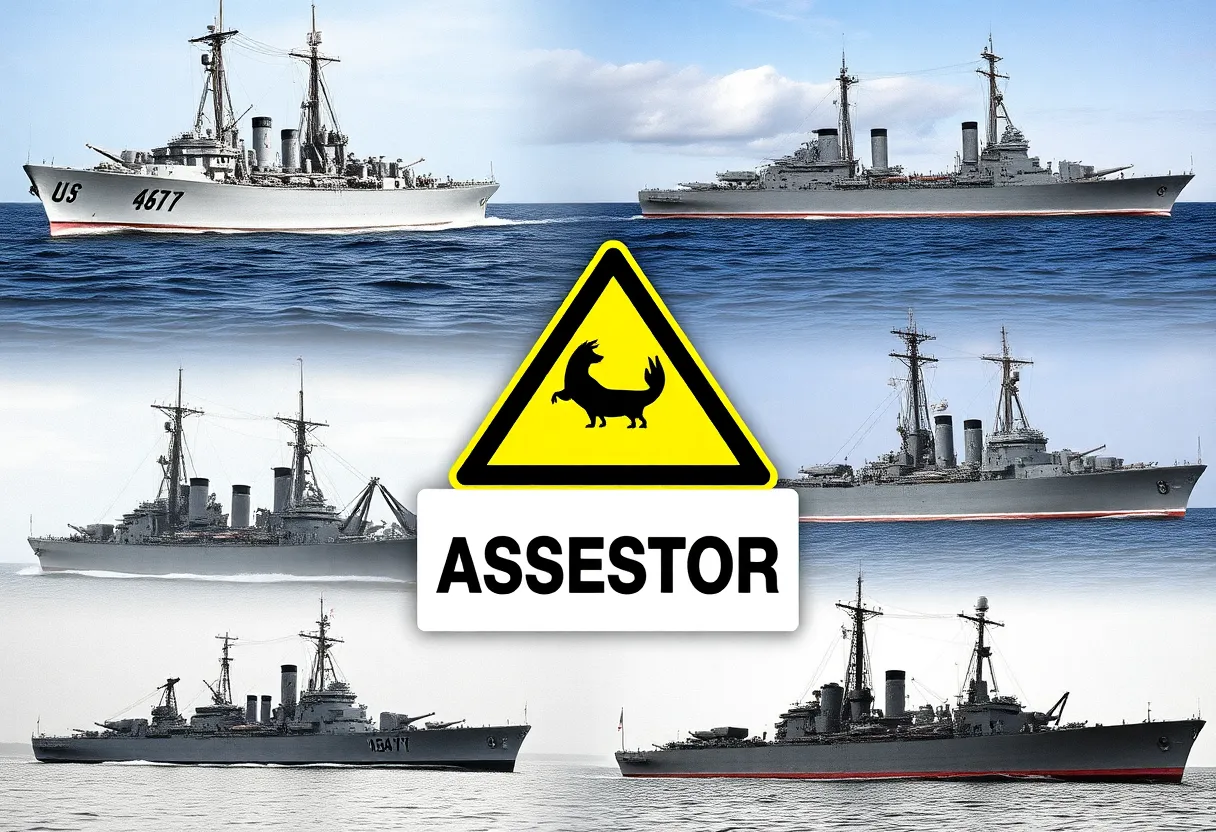 Historical U.S. Navy ships with asbestos warning signs