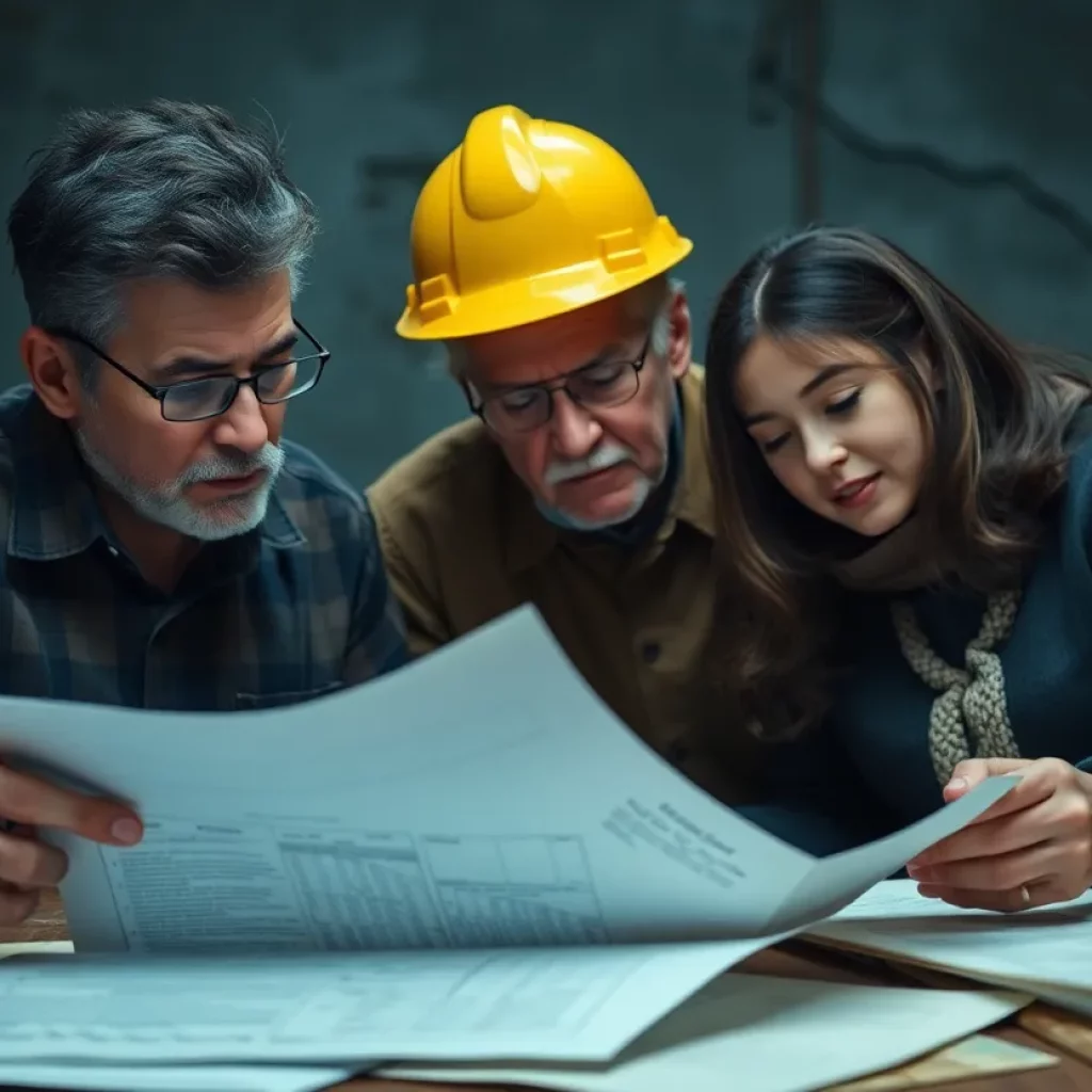Illustration of family searching for asbestos safety documents