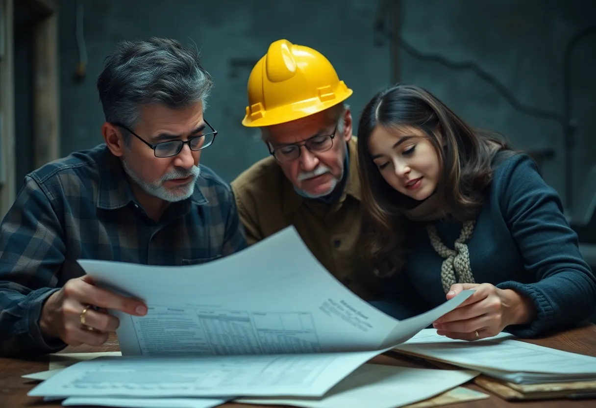 Illustration of family searching for asbestos safety documents
