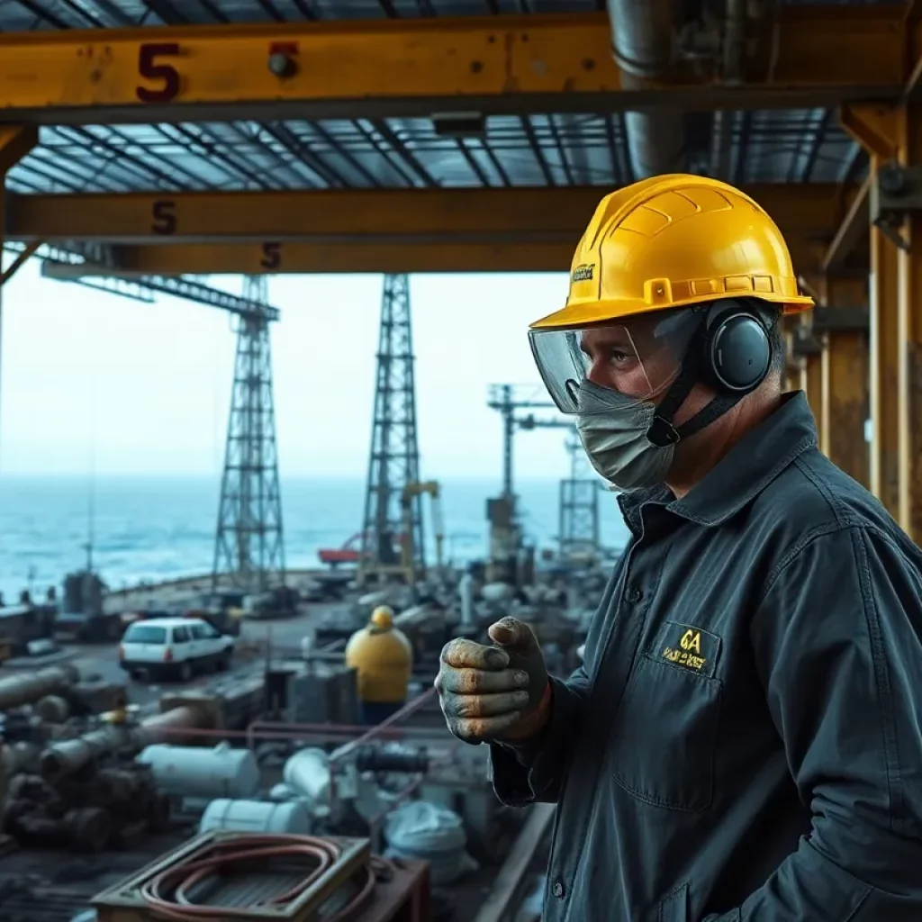 Workers in a hazardous environment with asbestos exposure risks
