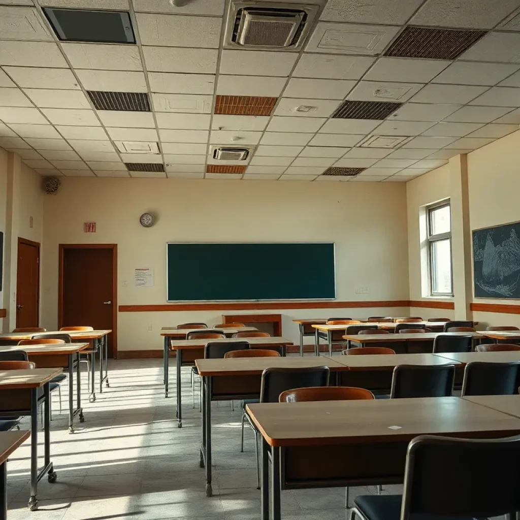 Potential asbestos hazards in an old university classroom