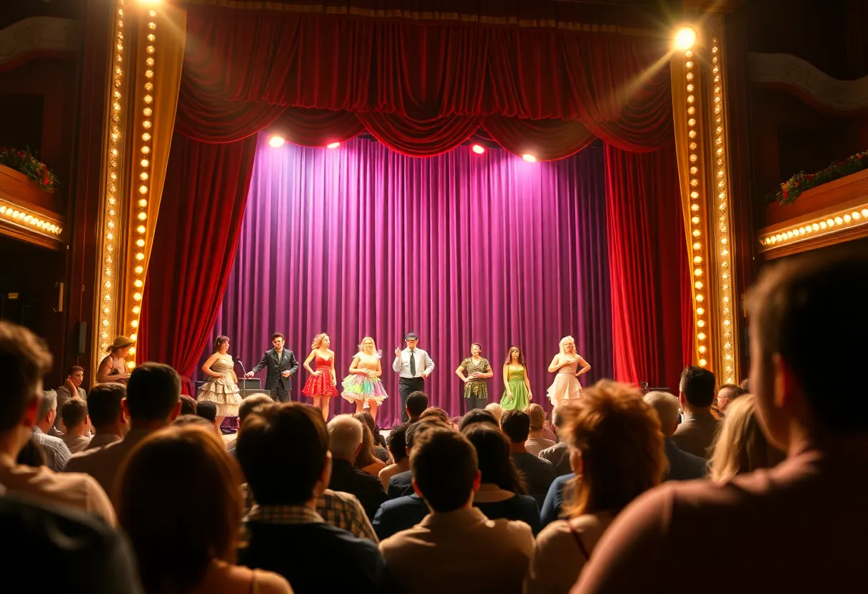 Theater stage with performers during a Broadway show