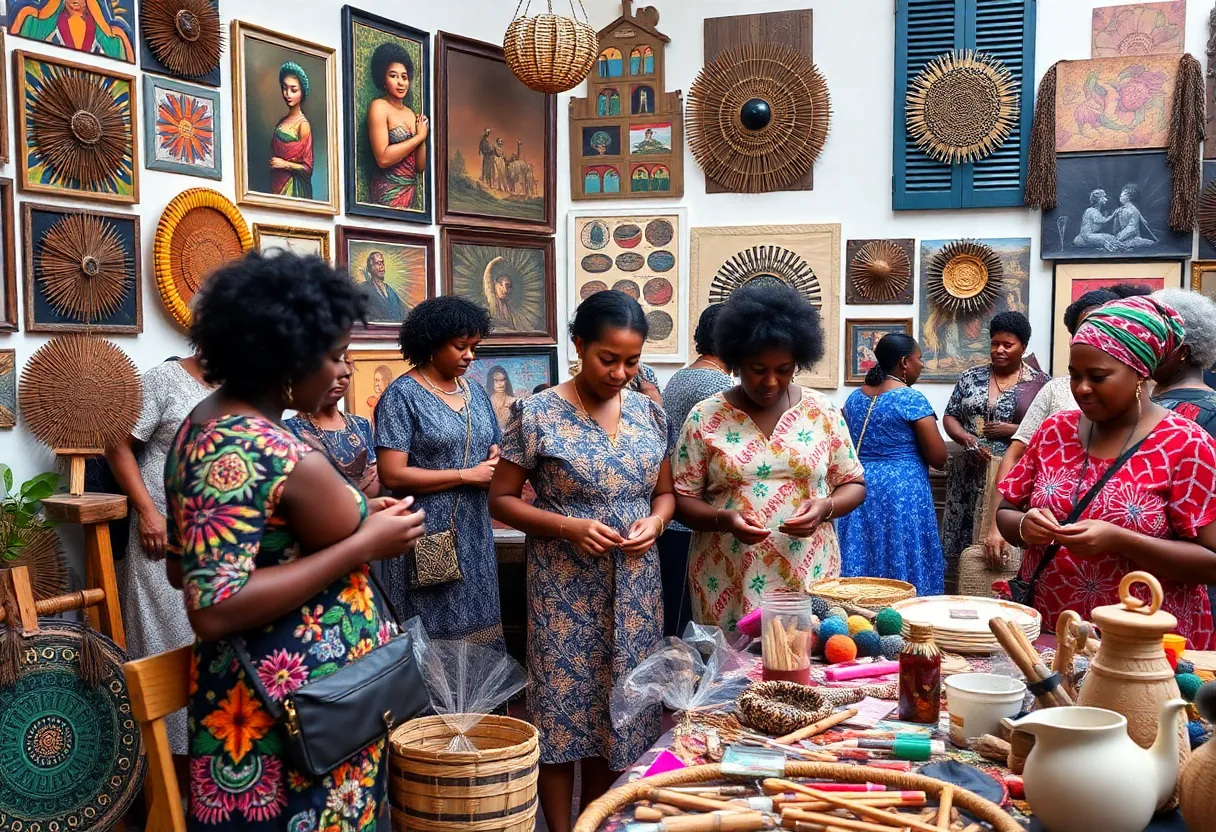 Women artisans showcasing African crafts at the Charleston summit