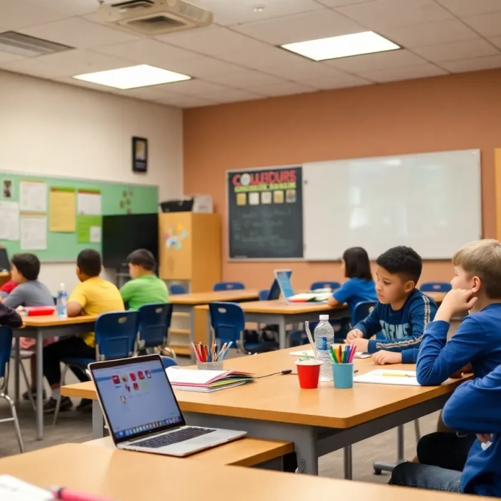 Classroom in Charleston County with students and educational materials