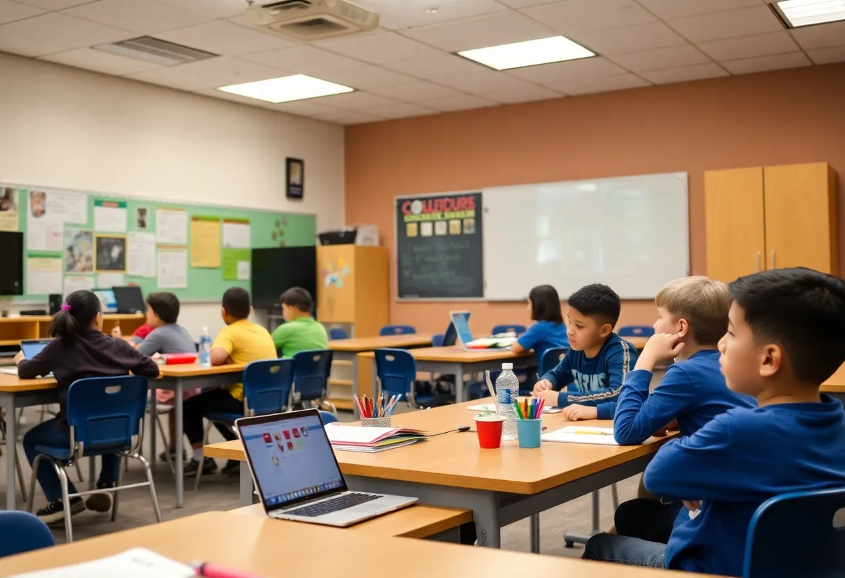 Classroom in Charleston County with students and educational materials