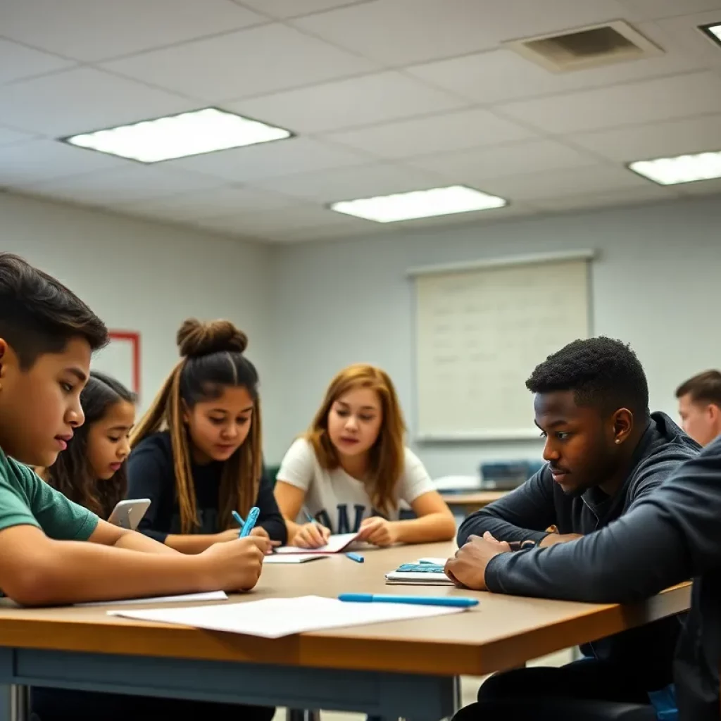 Students engaged in collaborative learning in a Charleston County classroom