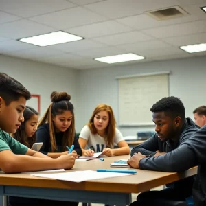 Students engaged in collaborative learning in a Charleston County classroom