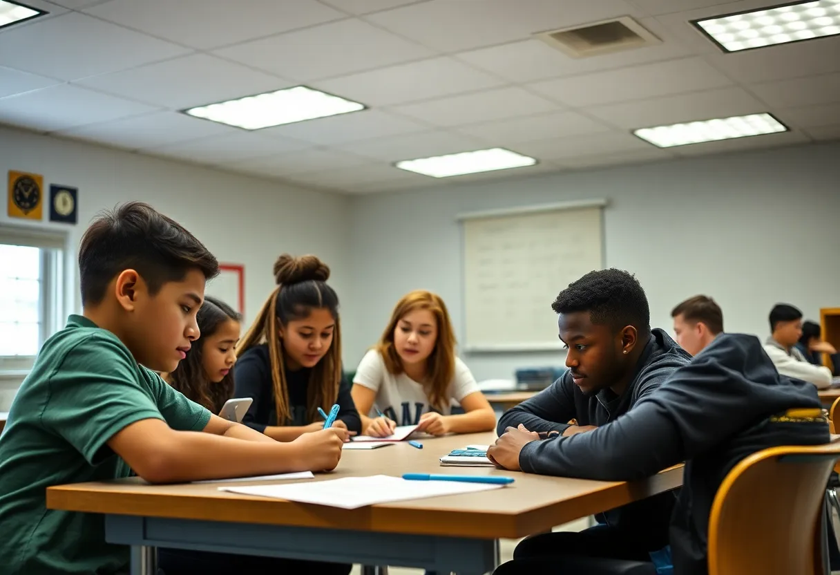 Students engaged in collaborative learning in a Charleston County classroom