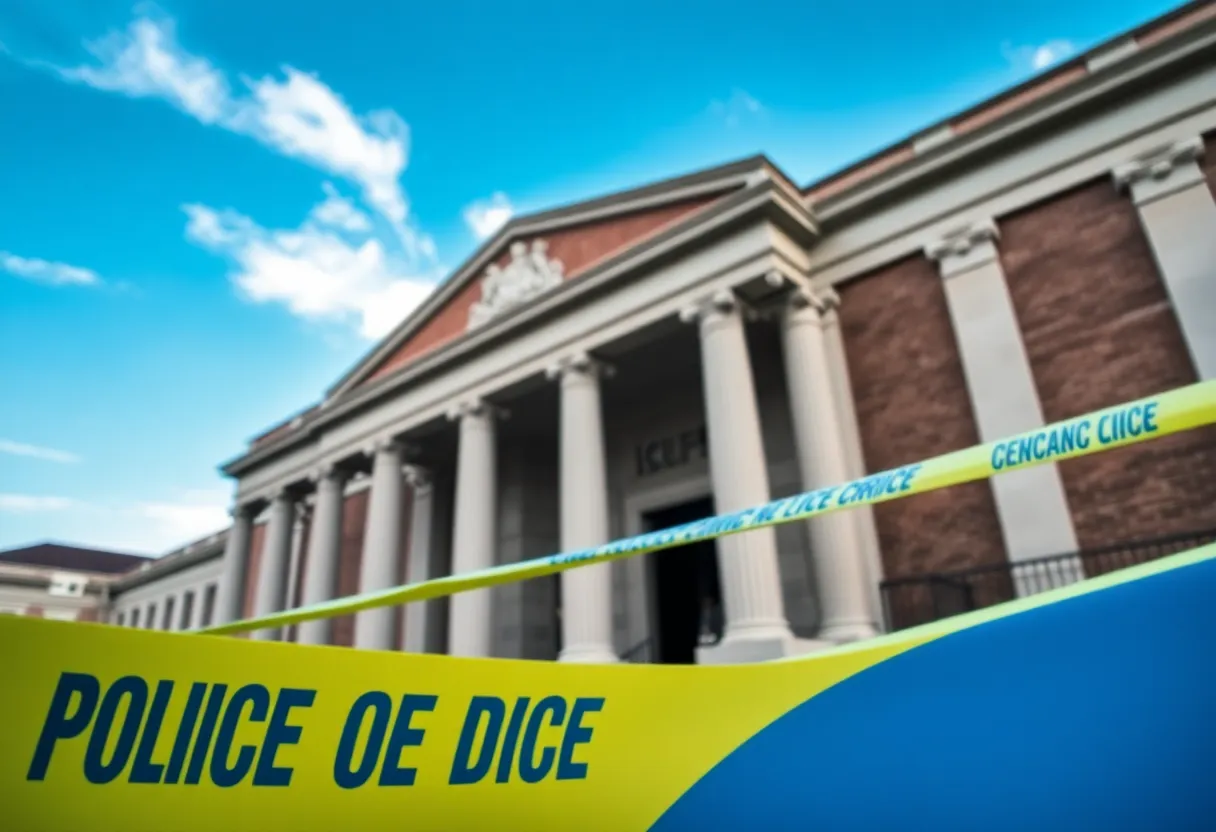 Charleston court building with police caution tape
