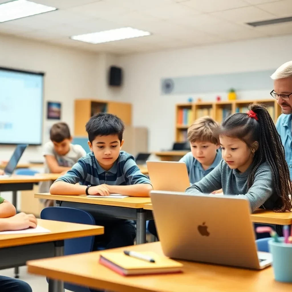 Students engaging in a classroom with updated technology at Charleston Development Academy
