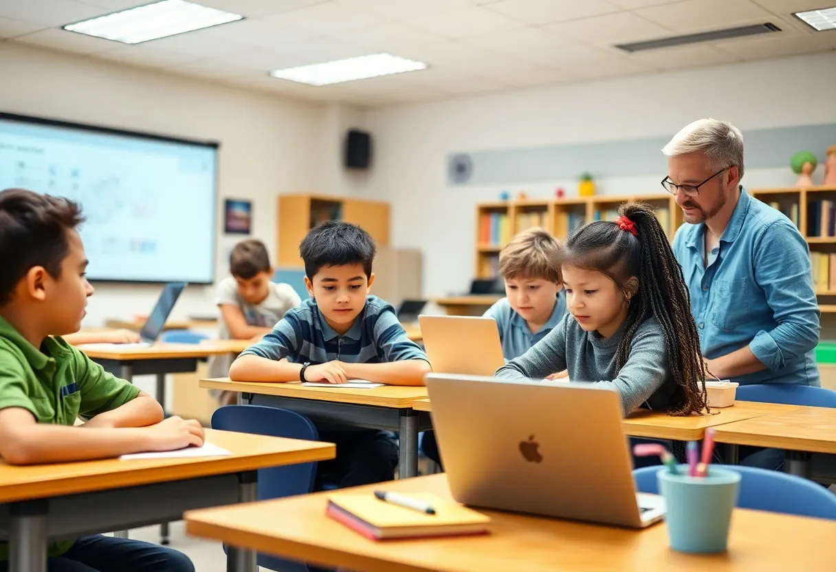 Students engaging in a classroom with updated technology at Charleston Development Academy