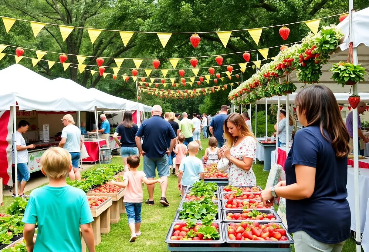 Families enjoying the Lowcountry Strawberry Festival in Charleston