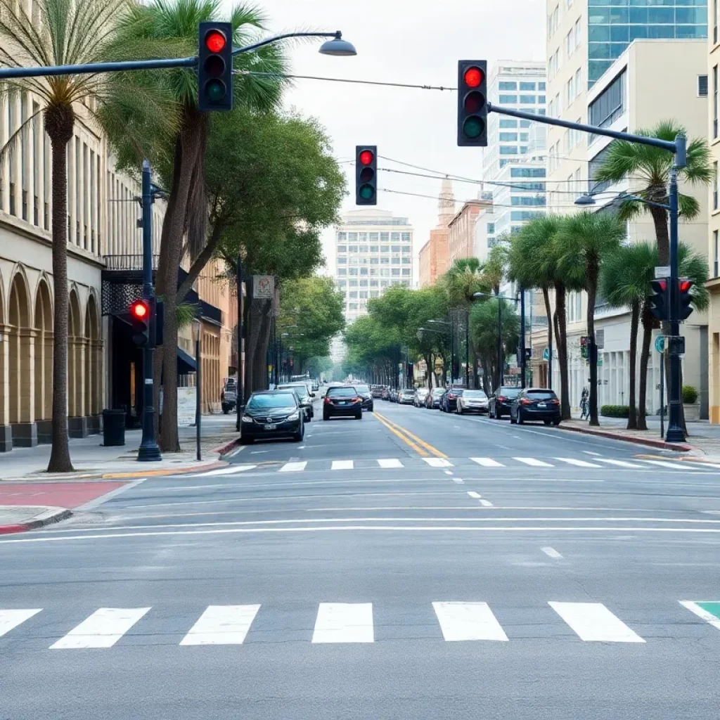 Charleston street highlighting pedestrian safety features