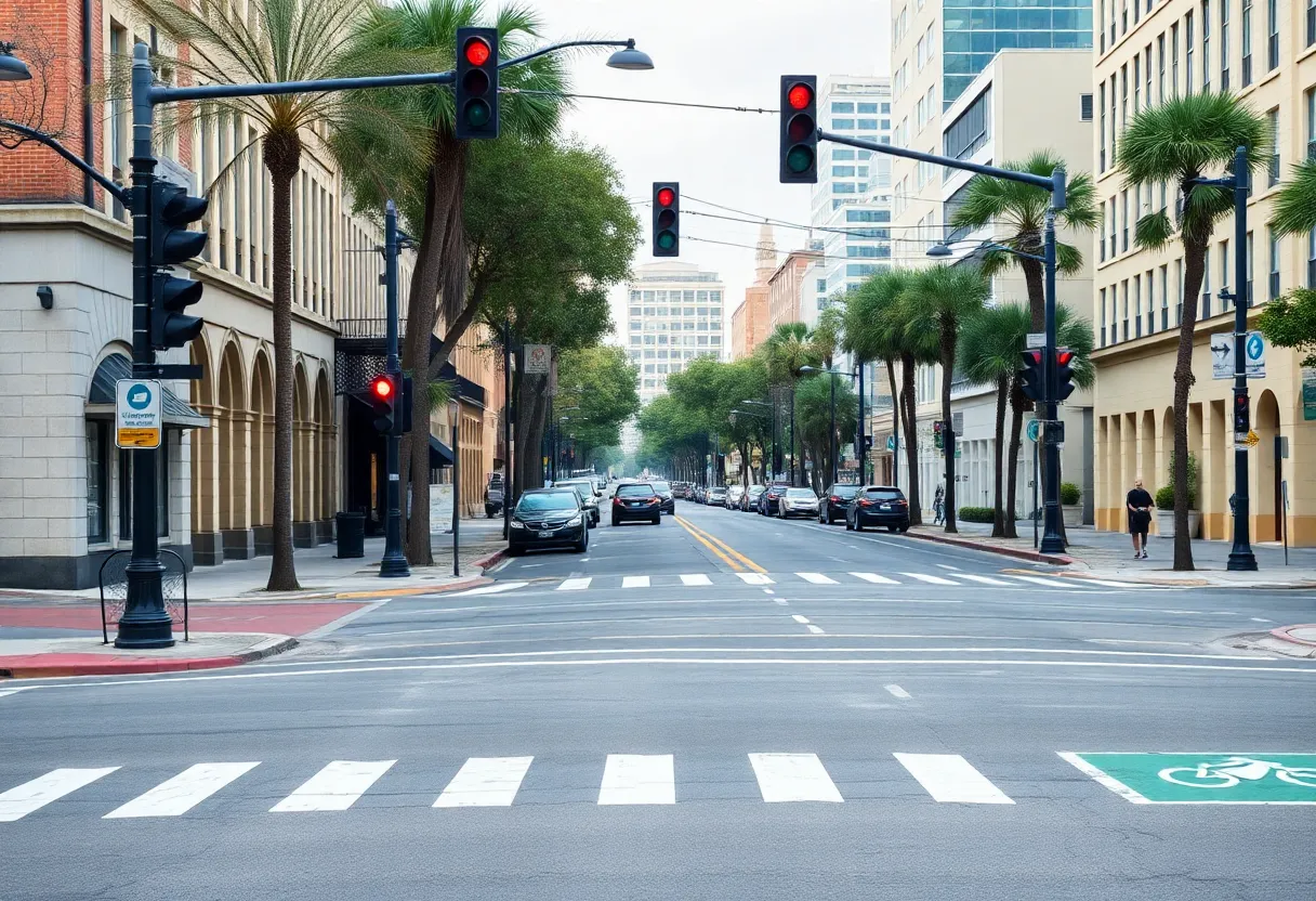Charleston street highlighting pedestrian safety features