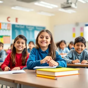 Classroom scene of students engaged in learning activities