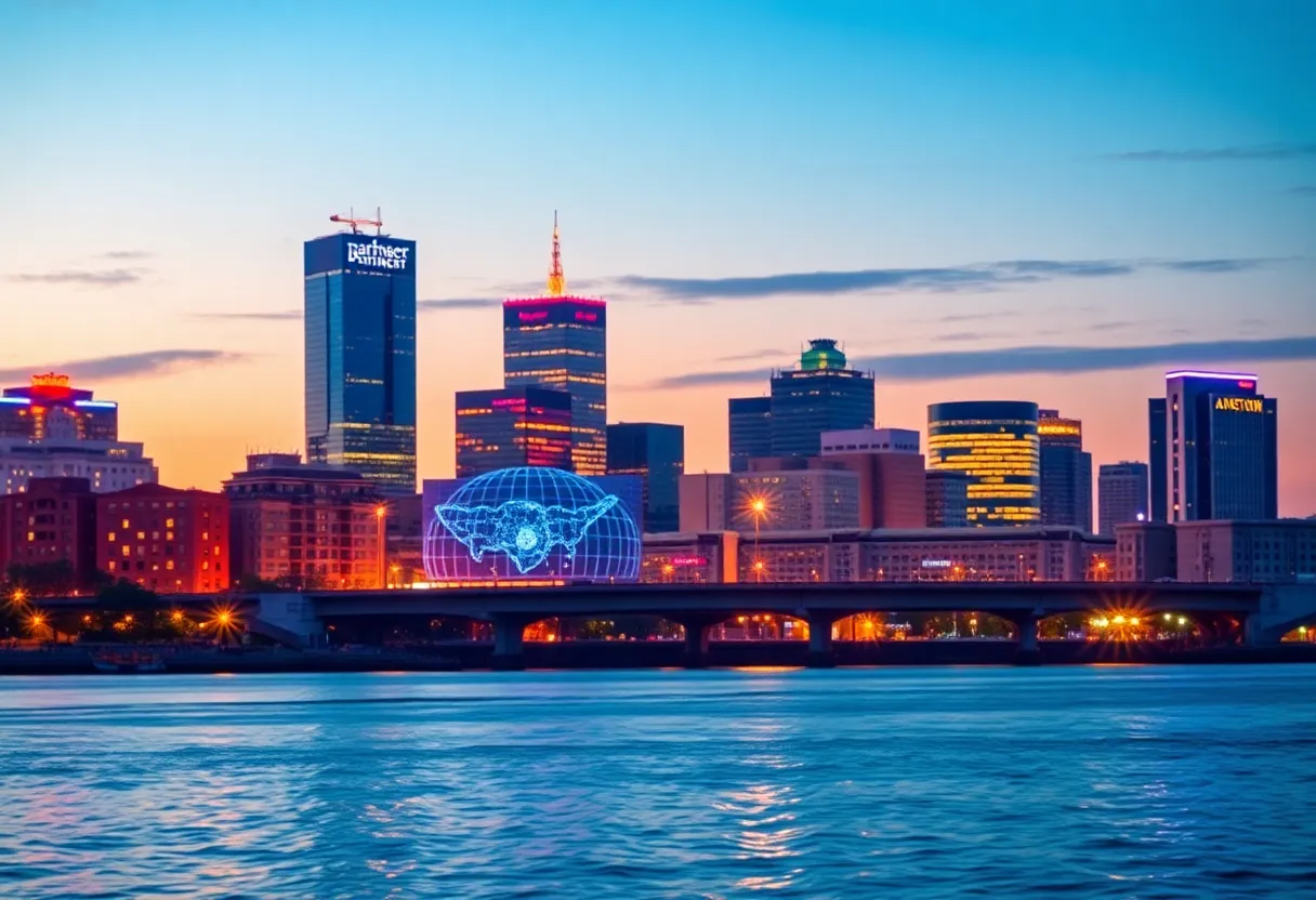 Charleston skyline with technology elements during Tech Week