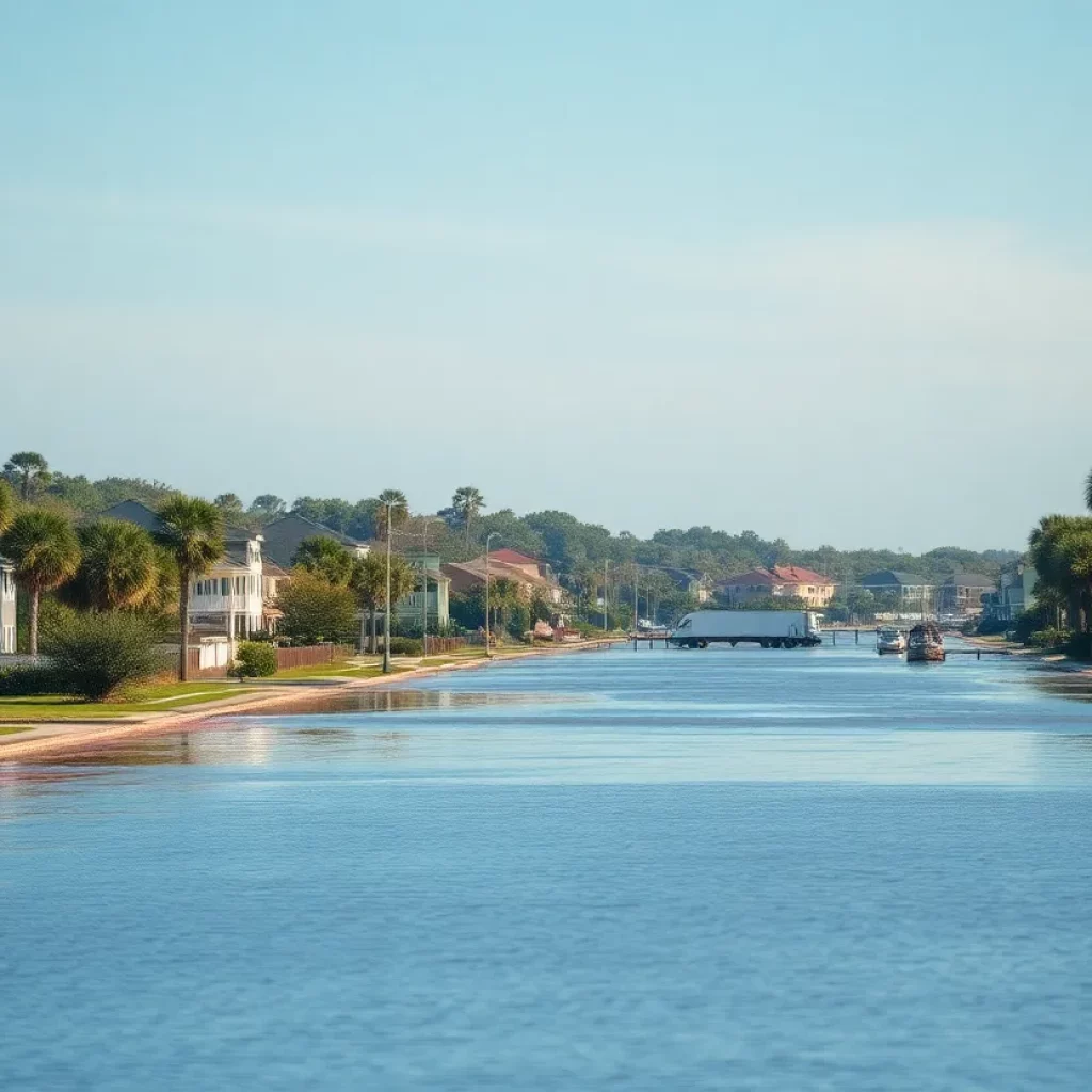 Flooded street in Charleston due to coastal flooding