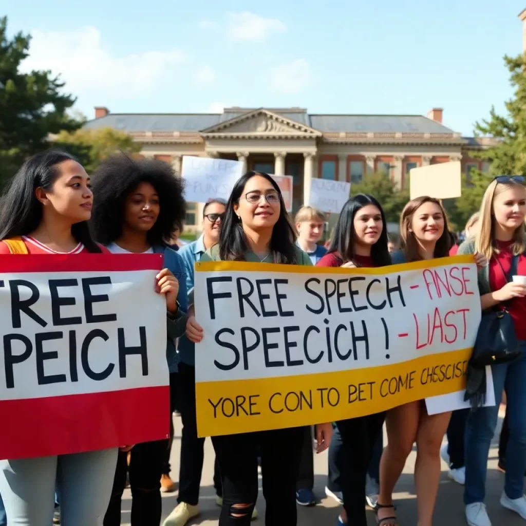 Students protesting at Columbia University for free speech and academic freedom