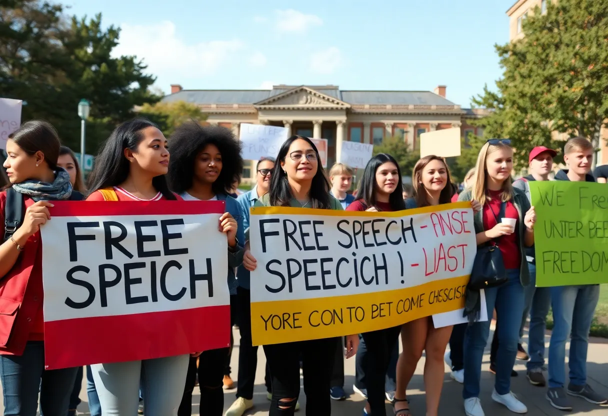 Students protesting at Columbia University for free speech and academic freedom