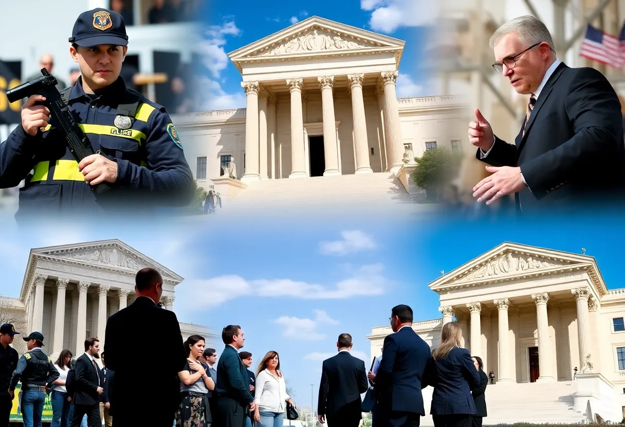 Illustration of law enforcement and courts related to immigration policy