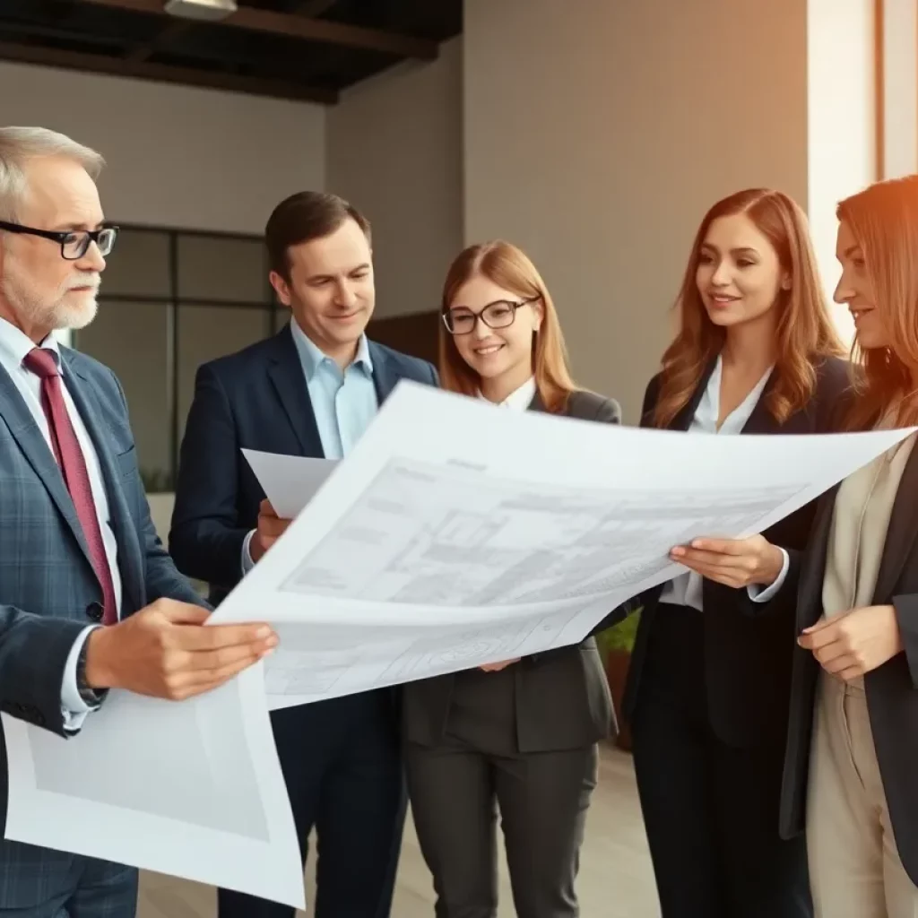 Group of construction lawyers discussing a project