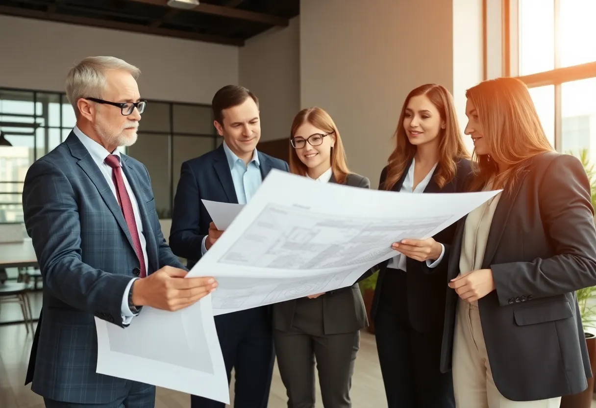 Group of construction lawyers discussing a project