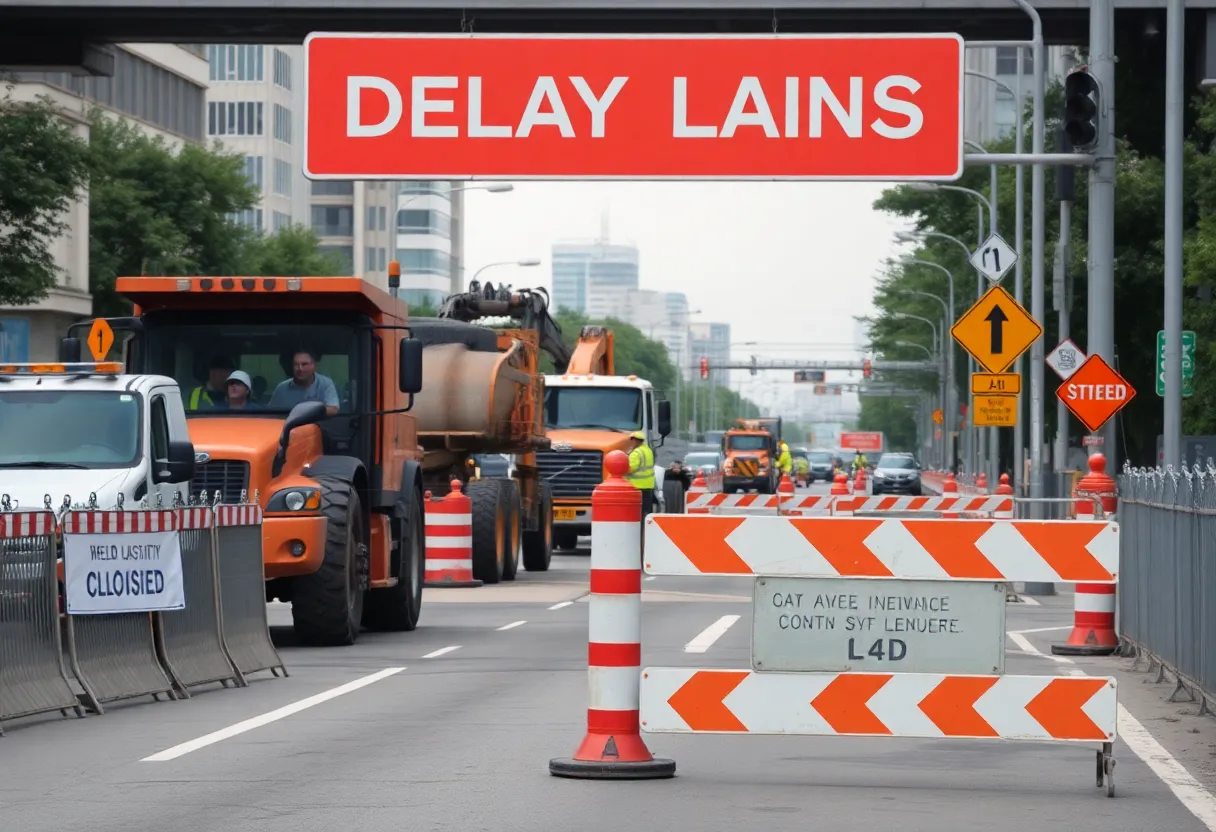 Urban construction site showing delays on a road project